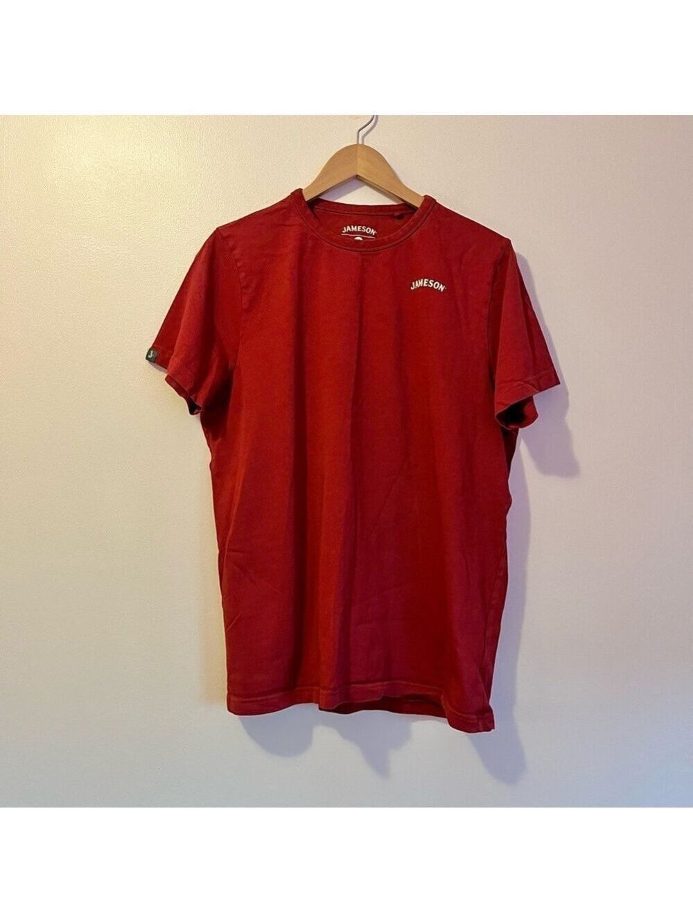 Jameson Whiskey Graphic Tee Shirt Red Organic Cotton Logo Crest XL Ireland
